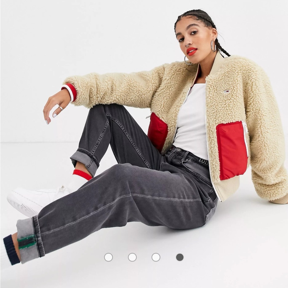 TOMMY JEANS Reversible Colorblock Sherpa Bomber Jacket - Small